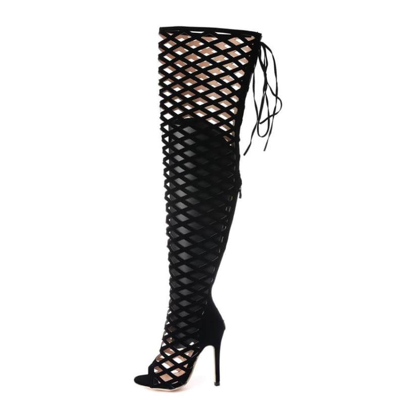 Tac City Goods Co. - Sexy Peep Toe Cut Out Gladiator Over The Knee High ...