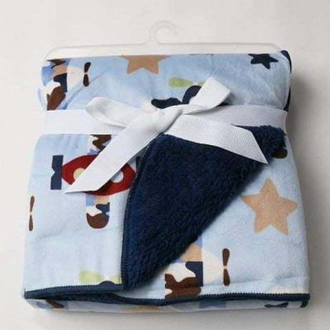 Thick Double Layer Fleece Baby Blanket - B - Blanket